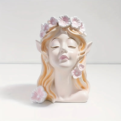 1pc, European-style Creative Flower Fairy Elf Girl Flowerpot, With Drainage Holes For Succulent Potting, Seedling Flowerpot