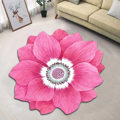 VIKAMA 60X60CM Crystal Pile Carpet Floral Living Room Bedroom Kids Room Non-Slip Cushioned Washable Mat Stain-resistant Rug