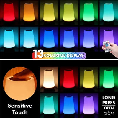 Xiaomi Mijia 13 Color Changing Night Light RGB Remote Control Touch Dimmable Portable Table Bedside Lamps USB Rechargeable Lamp