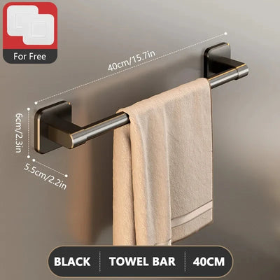 Non perforated suction cup wall mounted towel rack, bathroom storage rack, bathroom horizontal bar towel rack