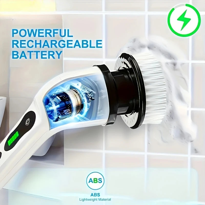 Electric Cleaning Brush 2-gear Electric Rotary Floor Scrubber Wireless Cordless 360 Adjust Extension Handle Home Cleaning Tools