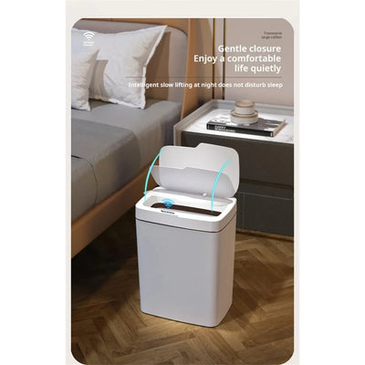 Sensor trash can Smart Bathroom Trash Can Automatic Bagging Electronic Trash Can White Touchless Narrow Smart Sensor Garbage Bin