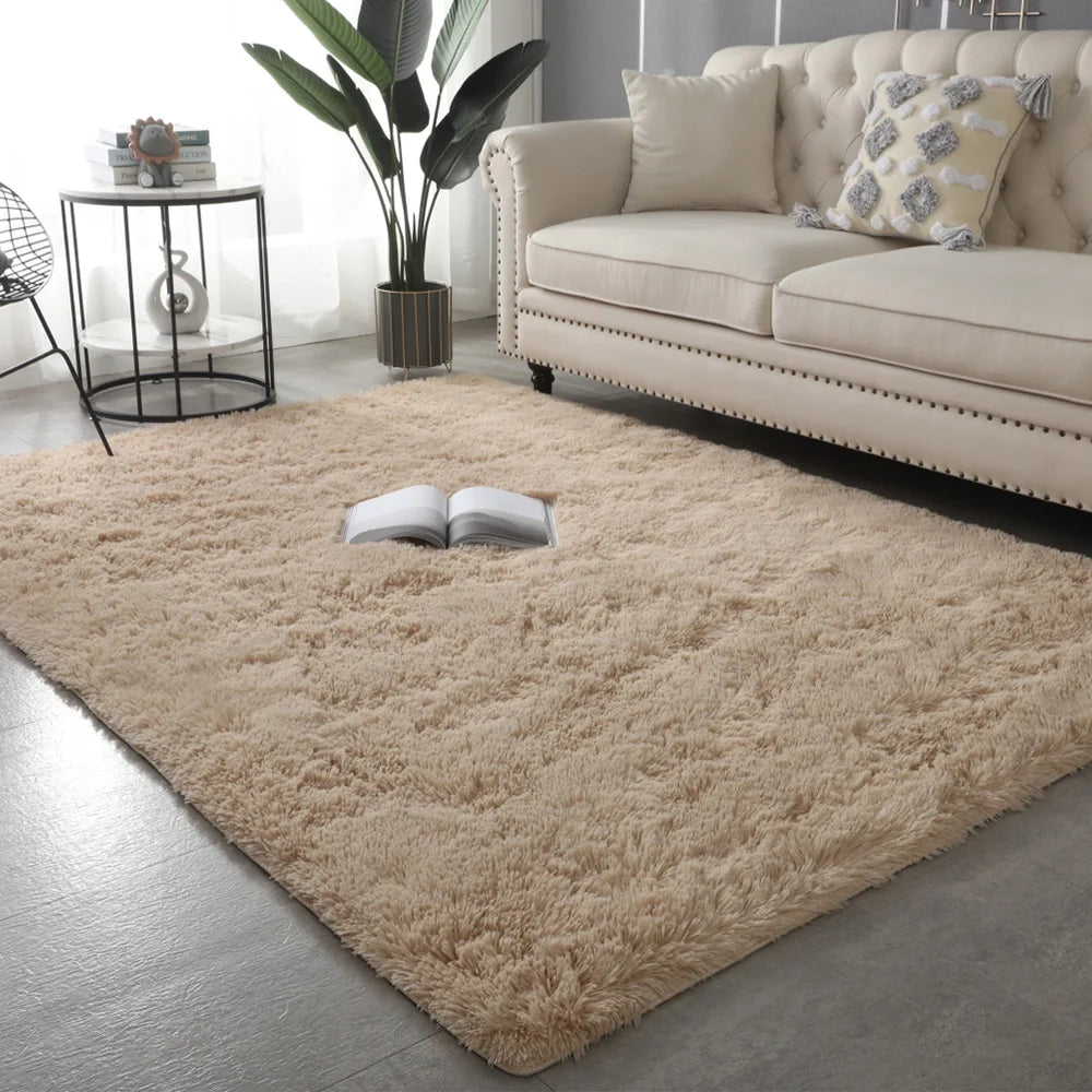 Nordic Furry Rug Bedroom Carpet Living  Room Modern Decoration Hairy Carpets Large Size Black Gray Pink Beige Non Slip Mat