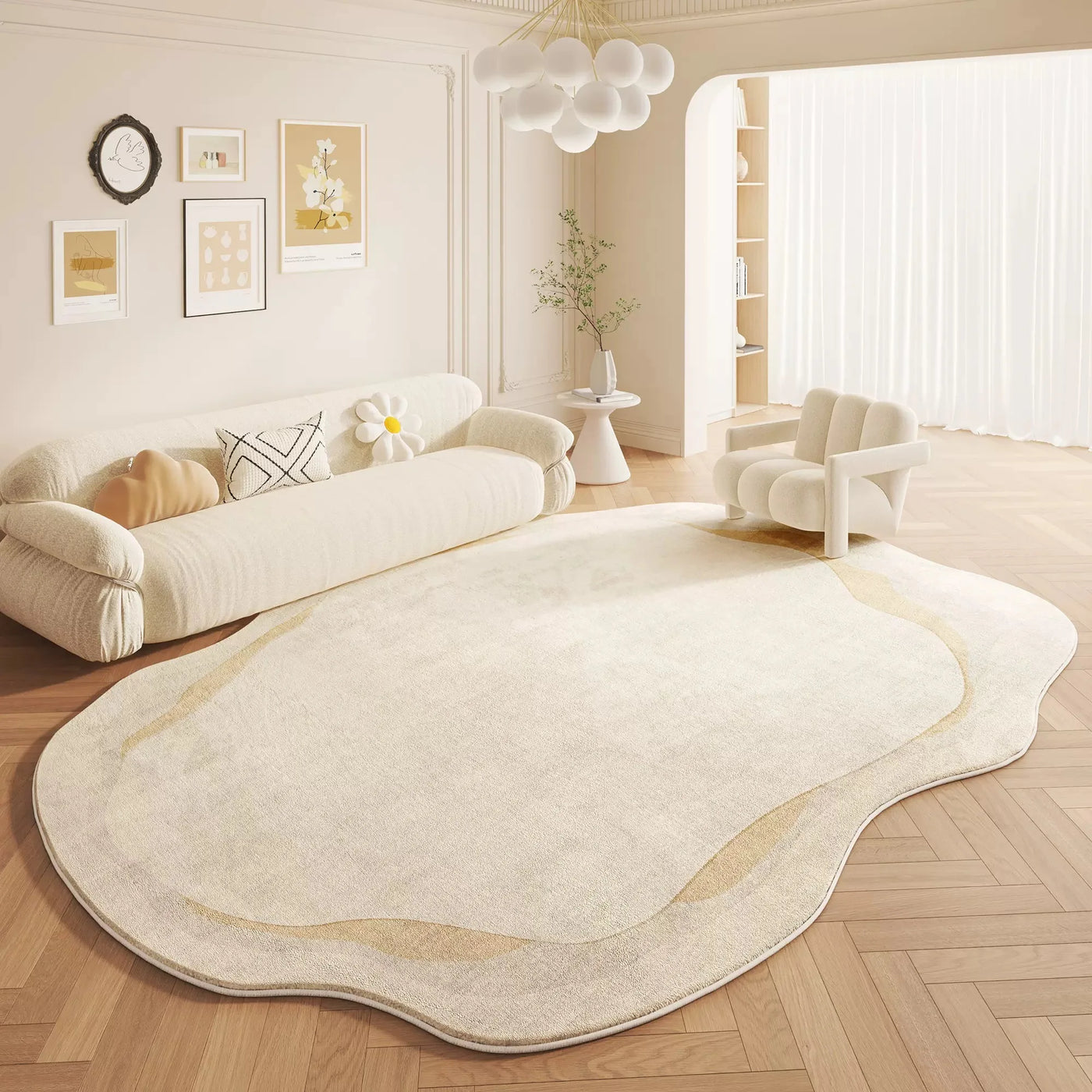 VIMAKA Cream Style Ins Light Luxury Imitation Cashmere Carpet Living Room Bedroom Sofa Dirt Resistant Carpet Home Decoration