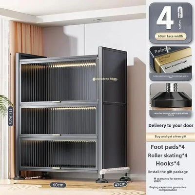 Storage Racks Multi-layer Storage Cabinets, Thickened Carbon Steel, Stainless Steel Feet, Suitable for Kitchen Living Room