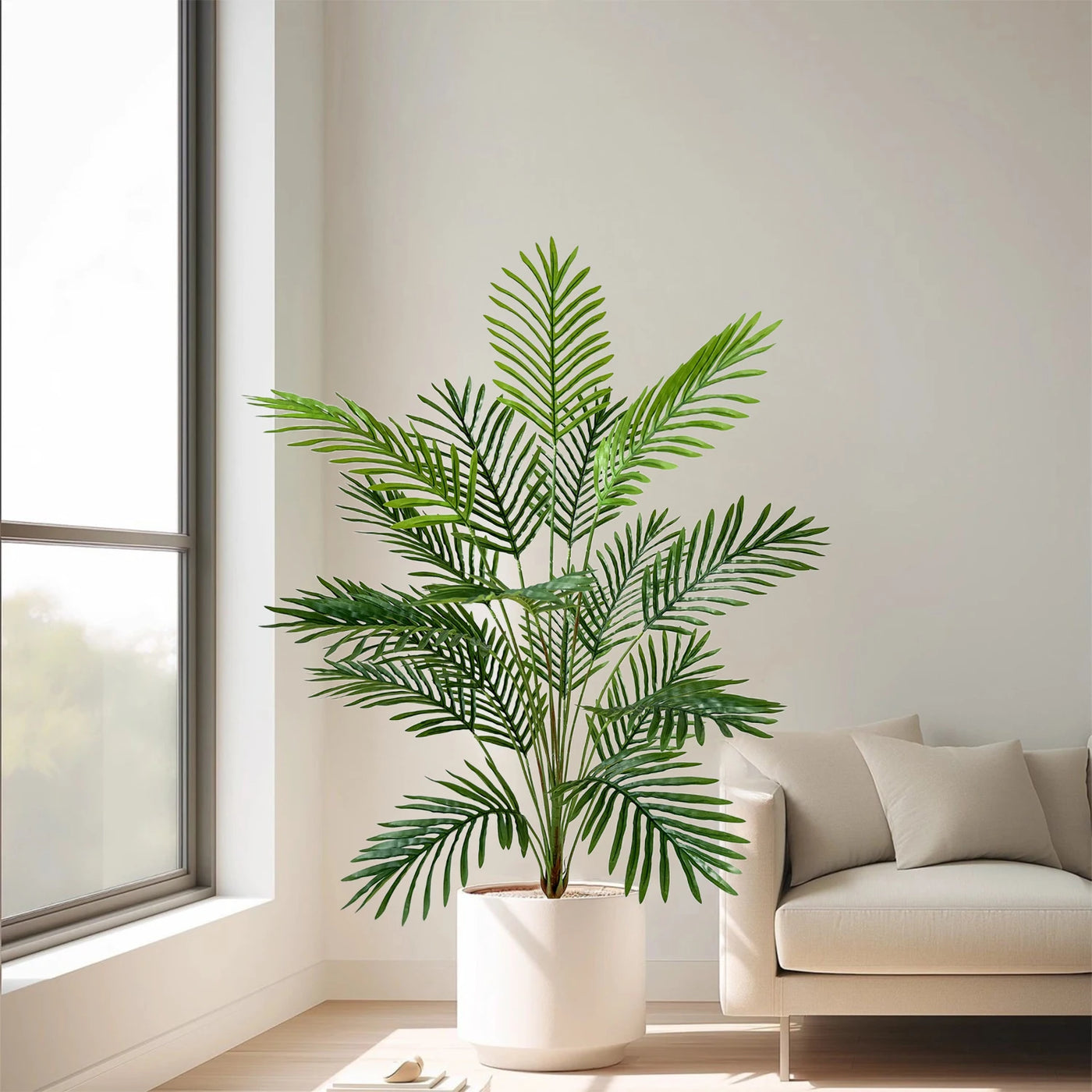 65-125cm Large Artificial Plants Fake Green Palm Plant Branches Plastic Leaves Tall indoor Faux plant For Home Garden Room Decor