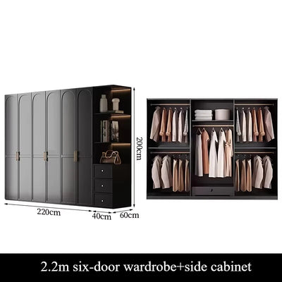 French Retro Style Black Wardrobes Storage Multilayer Cabinet Open Closets Wardrobes Bedroom Drawers Rangement Chambre Furniture