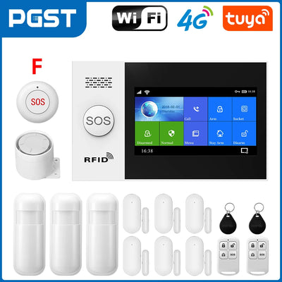 PGST 4.3 inch HD 4G Wifi Alarm System Wireless Touch Screen Tuya Smart Life App Control work with Alexa PG107