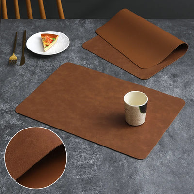 Square Leather Waterproof Double Layer Cowhide Pattern Western Food Mat Hotel Insulation Mat Dining Table Mat Household Use