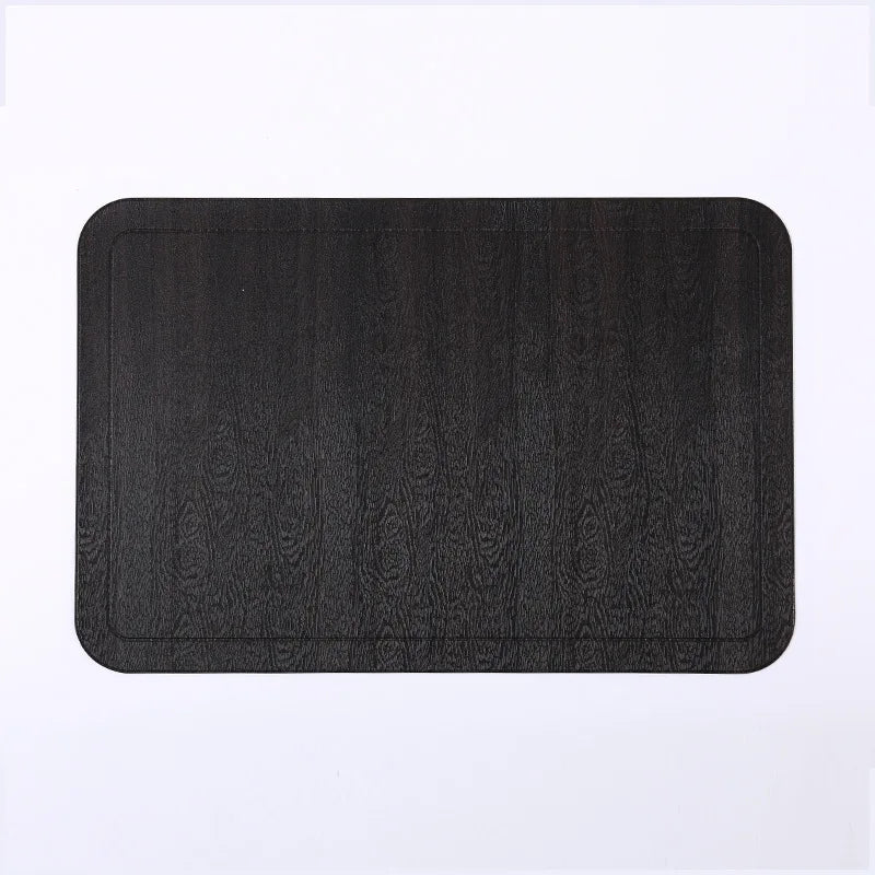 Inyahome Black Table Placemats Set Of 1/4/6 Heat-Resistant Wipeable Table Mats for Kitchen Outdoor Table Decoration Waterproof