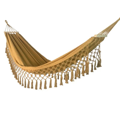 Double canvas tassel hammock photography pastoral swing camping outdoor supplies rollover prevention glider