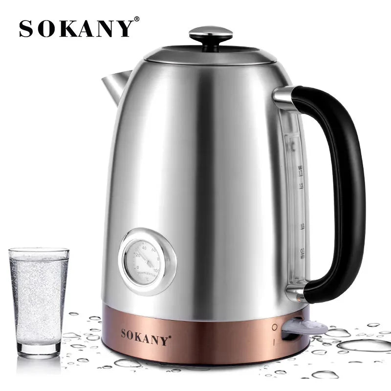 Houselin Stainless Steel Cordless Electric Kettle. 2000W Fast Boil with Water Temperature Display, 1.7 Liter Coffee Kettle