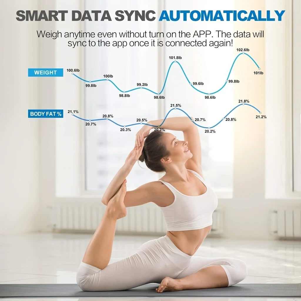 1pc Scales Smart Digital LED Scale, Fat Measurement Scale, Smartphone App Connection (Battery Models, Batteries Not Included)