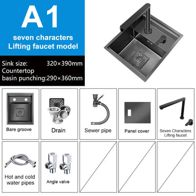 Hidden Bar Sink Stainless Steel Kitchen Sink Apartment Small Single Slot Touring Car Dishwashing Sink With Cover Plat Wash Basin