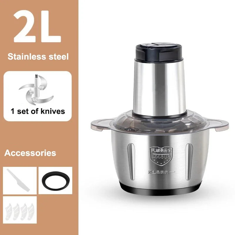 2L 3L 5L Household Stainless Steel Meat Grinder 500W High Power Blender Multifunctional Food Processor Food Chopper Electric