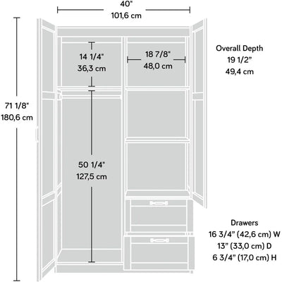 Multi purpose bedroom wardrobe, wardrobe wardrobe, pantry storage cabinet, L: 40 inches x 19.45 inches x height: 71. 10 inches