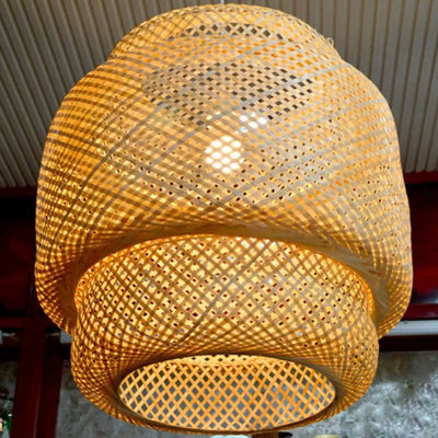 2X Handmade Bamboo Lampshade Pendant Ceiling DIY Restaurant Aisle Lamp Shades Weave Hanging Light