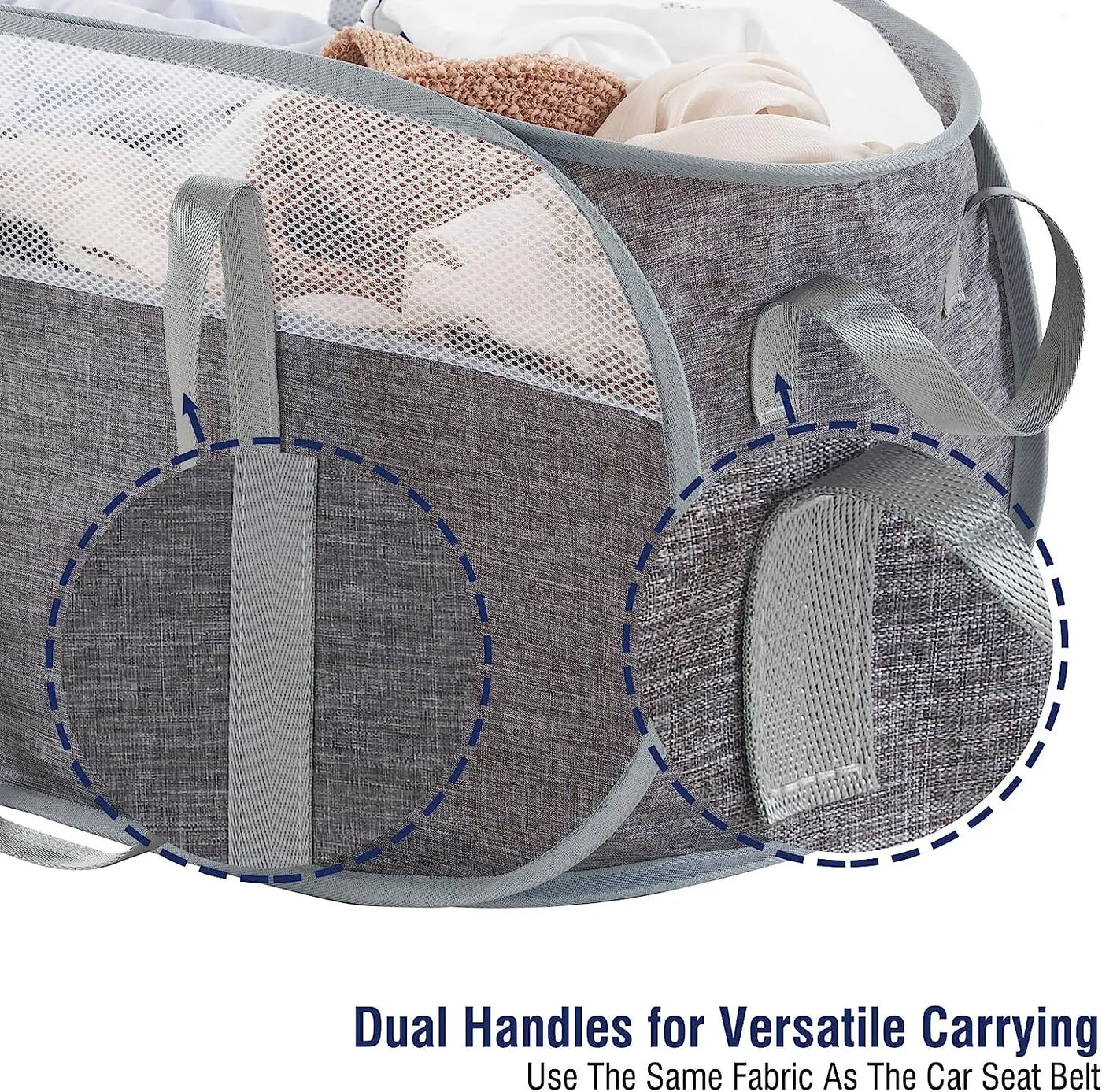 Collapsible Laundry Basket Foldable Pop Up Hamper with Reinforced Carry Handles for Laundry Bathroom Dorm or Travel