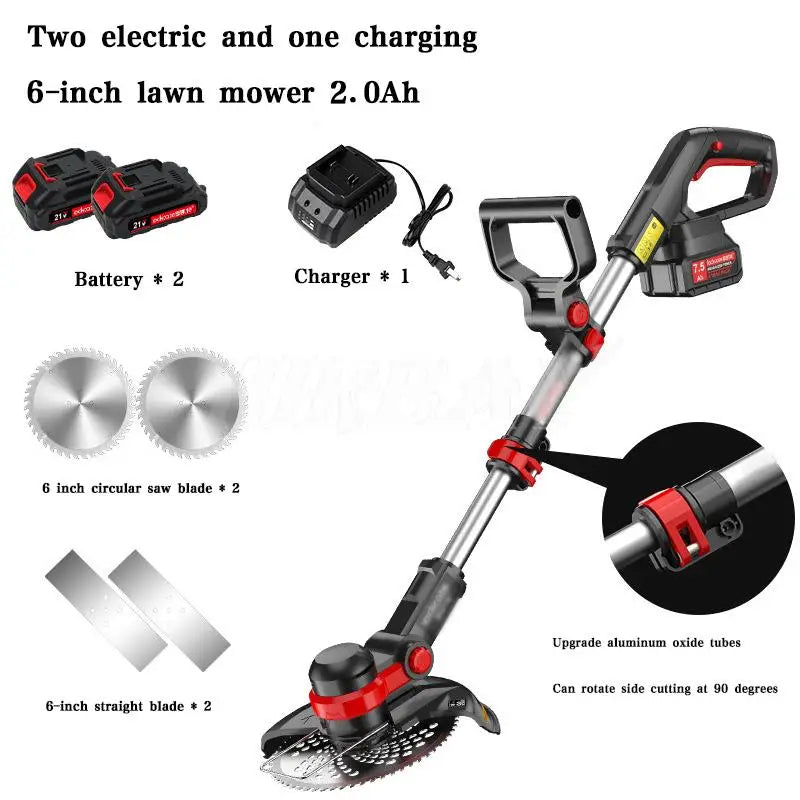 Electric Lawn Mower 6/8inch Brushless Motor Cordless Cutter Household Weeder Rechargeable For Garden Lawn Trimming Pruning Tools