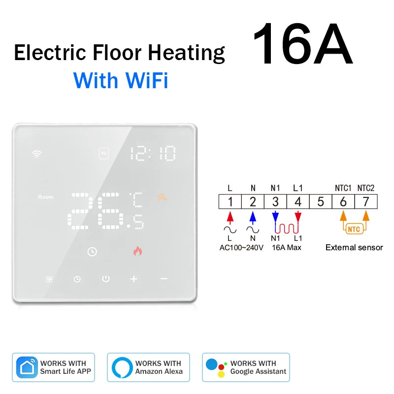 Tuya Smart Home Wifi Heating Thermostat  Warm Floor Thermostat 220V Digital Temperature Controller Google Home Alexa Smart Life