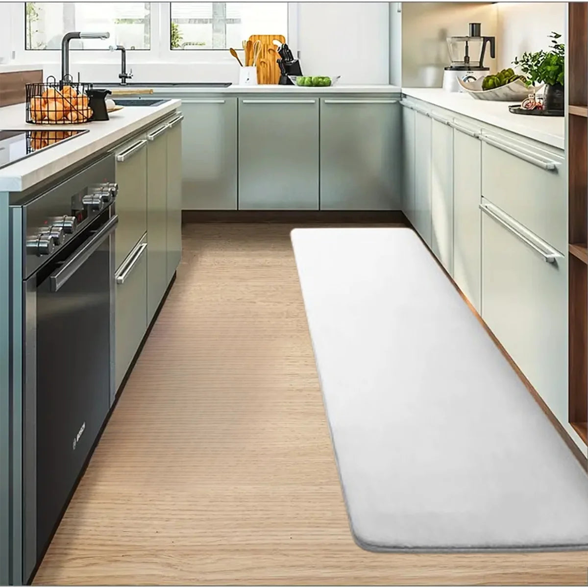 Thickened flannel kitchen floor mats absorbent oil non-slip mats long strips of dirt-resistant carpets entrance door mats