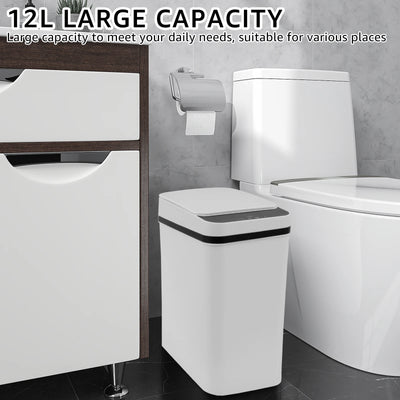 Intelligent Bathroom Trash Can 12L Automatic Infrared Motion Sensor Electronic Trash Can Touchless Smart Garbage Bin Smart Home