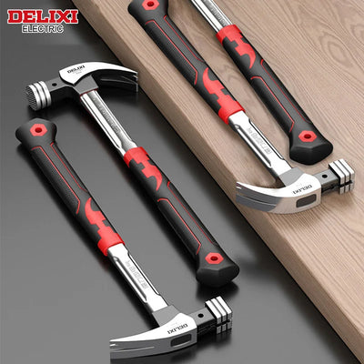 DELIXI ELECTRIC Hammer,High Carbon Steel Multifunction Non-slip Shockproof Hammer Hand Tool Magnetic Claw Hammer for Woodworking