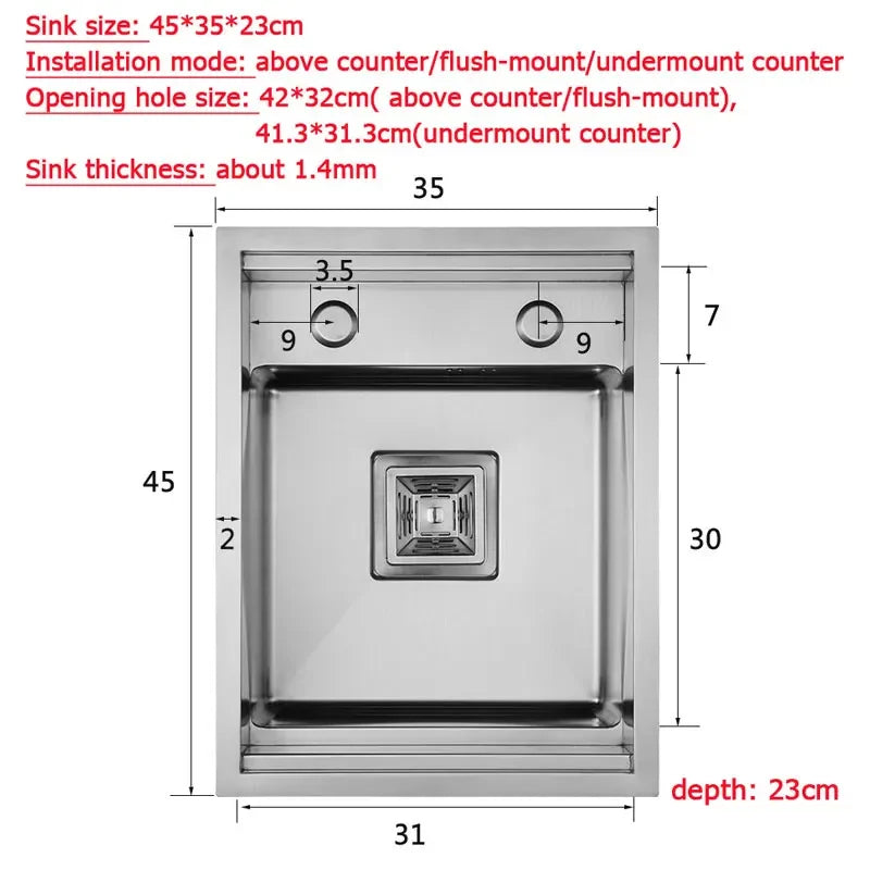 Black Hidden Kitchen Sink Bowl Bar Stainless Steel Balcony Sink Concealed Black Kitchen Sink Bar  with Clean Water Tap