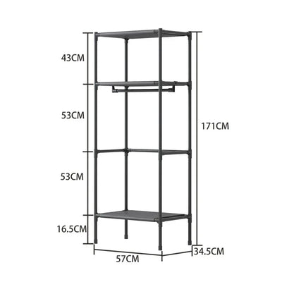 Clothes Hanger Multi-Layer Floor Standing Coat Rack Multifunctional Storage Rack Single Row Saves Space Wardrobe Storage Hanger