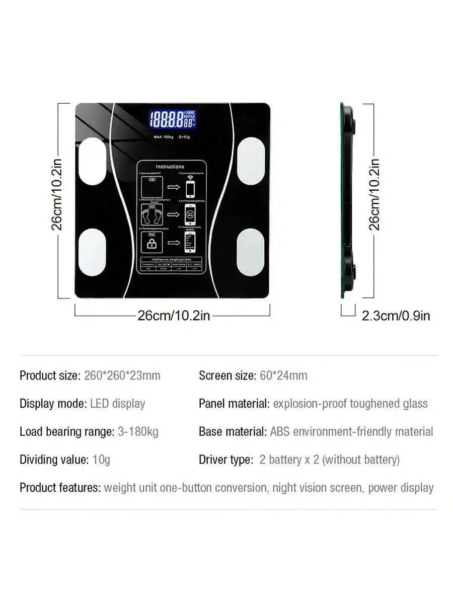 1pc Intelligent Digital Weight And Fat Scale, Bathroom Smart Weighing Machine, Body Fat Scale, Body Composition Analyzer With Sm