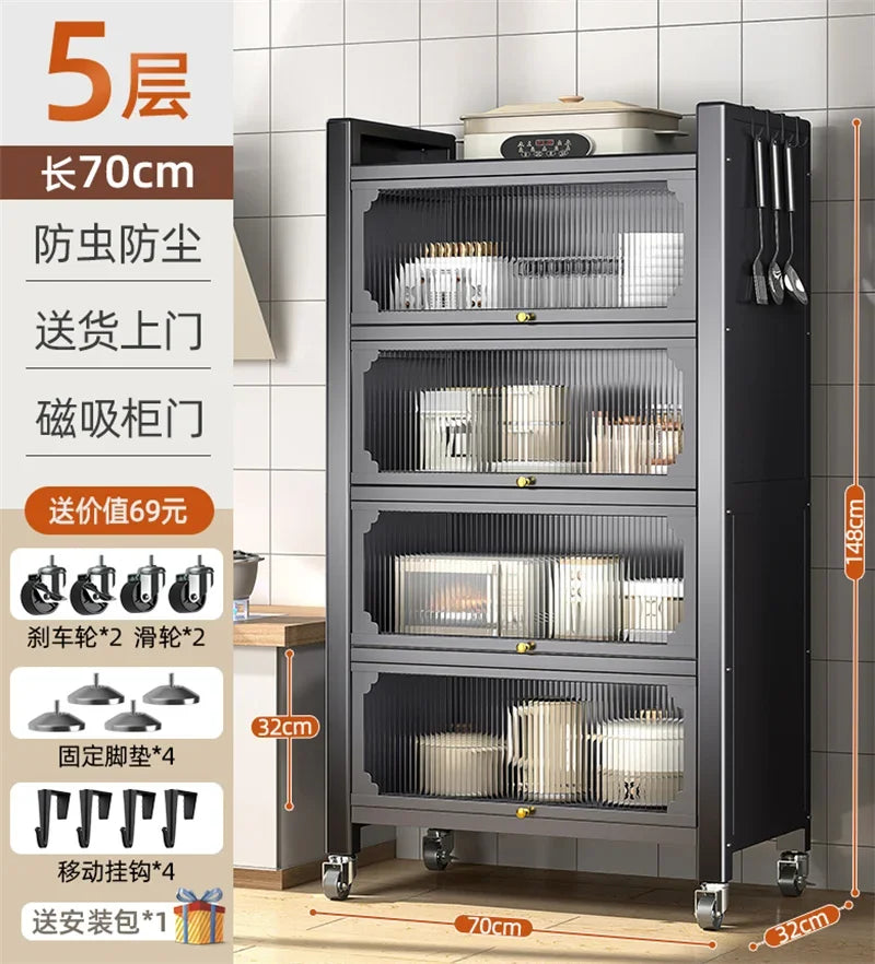 Modern Metal Kitchen Cabinets Kitchen Furniture Multi-layer Storage Cabinet Floor Racks Multi-functional Tableware Cabinet U