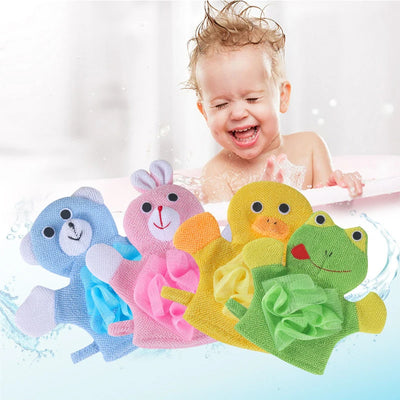 Cartoon Baby Bath Brushes Shower Wash Cloth Towels Soft Fabric Strong Water Absorption Cute Animals Style Kids Care Accessories