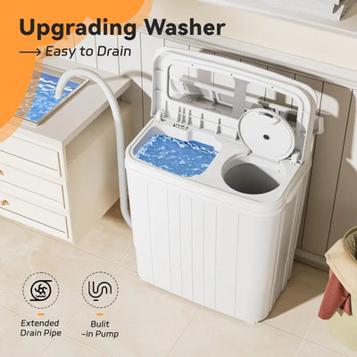 Portable Washing Machine 17.6 Lbs Compact Twin Tub Washer with Spin Cycle Washer and Dryer Combo