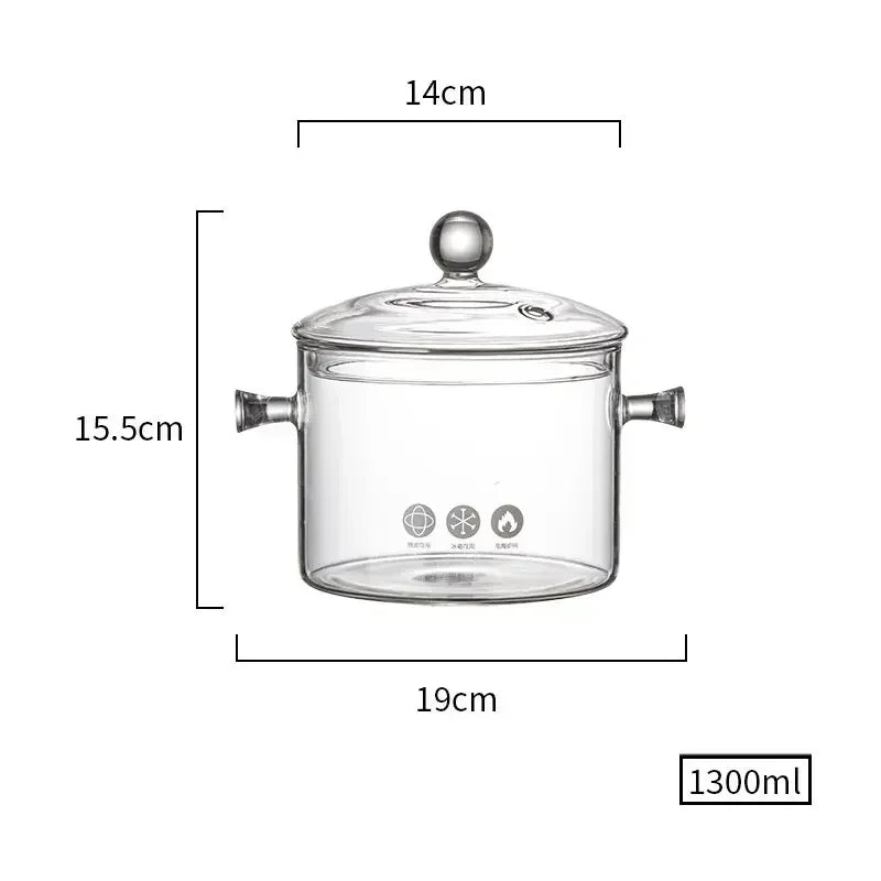 Heat-Resistant Glass Soup Pot Transparent Soup And Stock Pot Household Glass Bowl Kitchen Utensils Gas Stove Induction