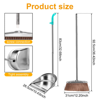 Broom Dustpan Set Stainless Steel Magic Brushs Combination Household Combo Cleaning Tool Dust Pan Long Handle Sweeping