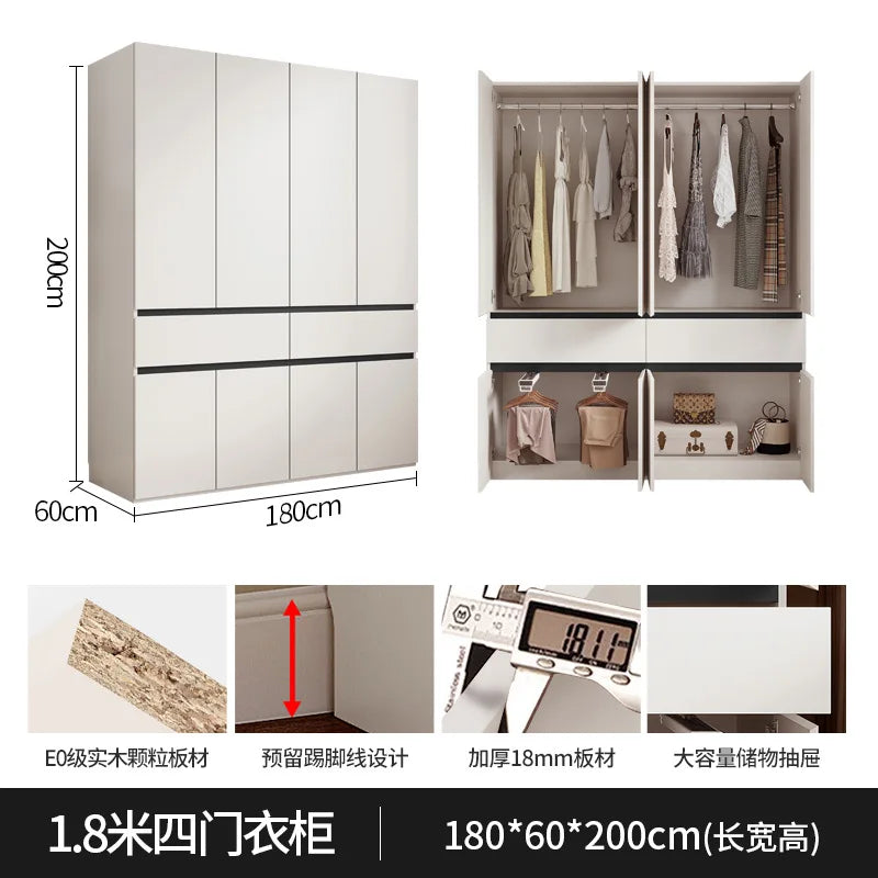 Wardrobe flat door split adult cabinet modern simple household rental room granule board combination bevel wardrobe