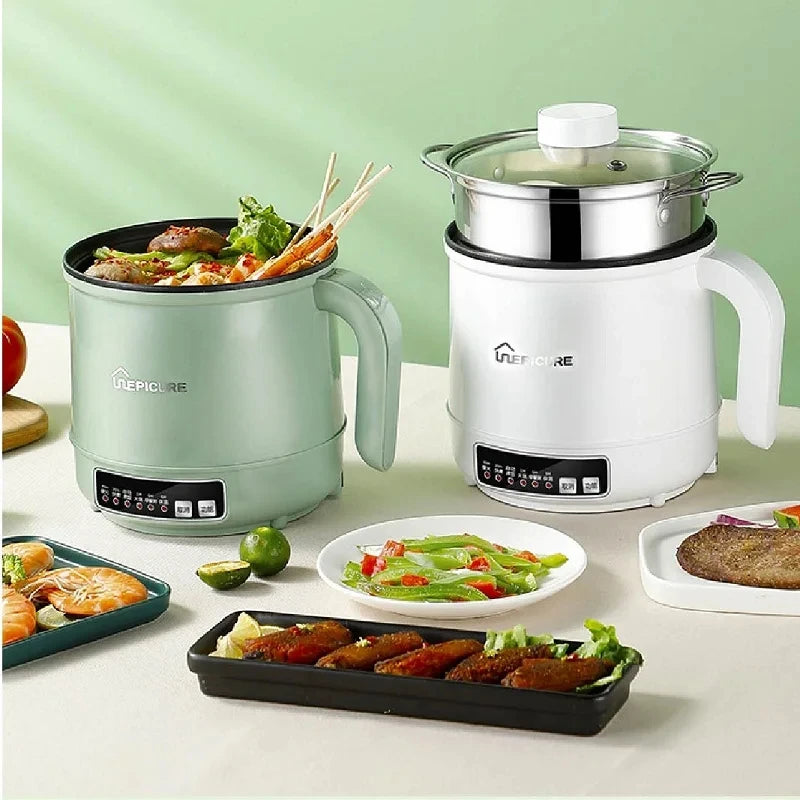 110V/220V Home Multifunctional Pot Electric Cook Pot Smart Non-stick Rice Cooker Mini Electric Hot Pot Kitchen Appliance 1.7L