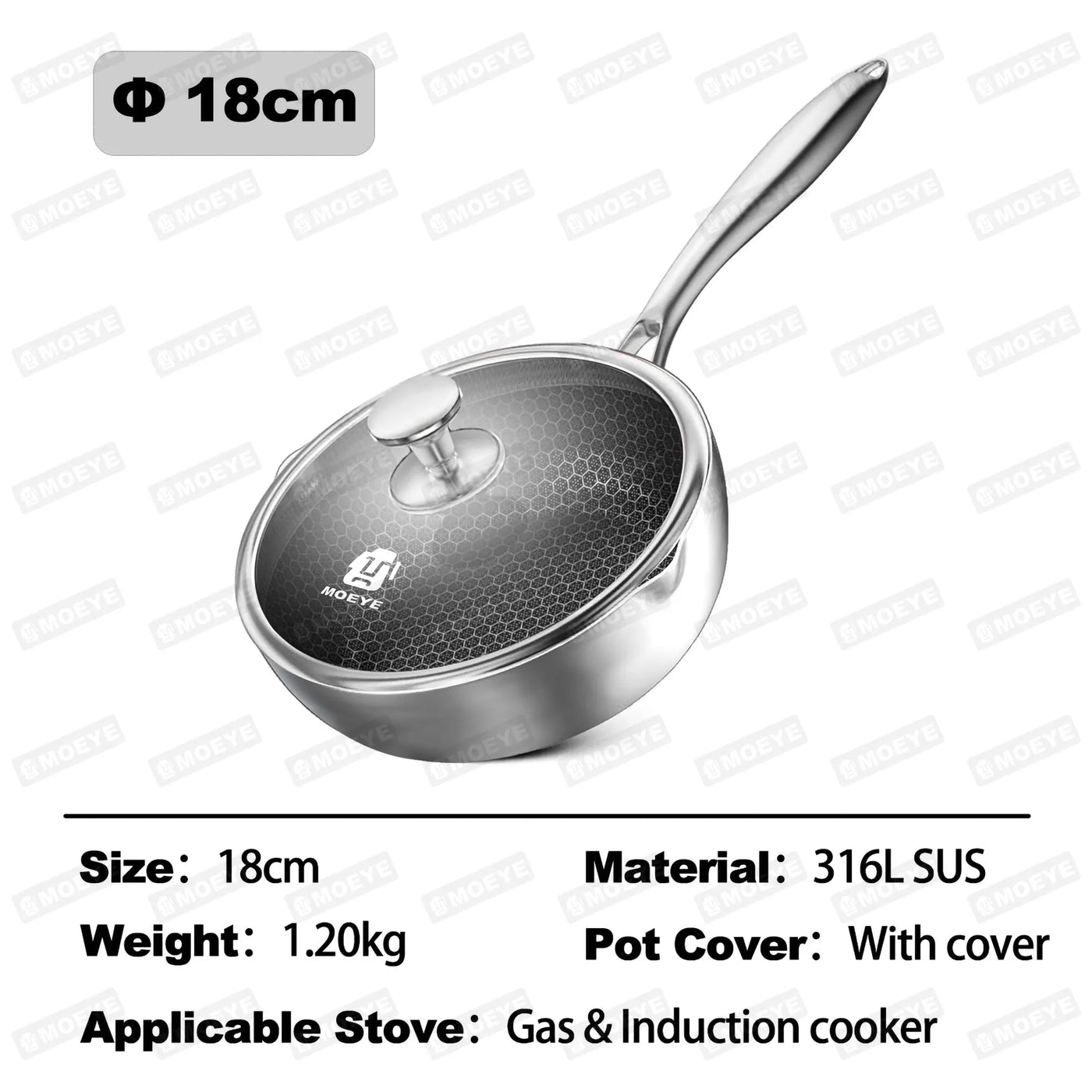 MOEYE Soup Pot 316L Antibacterial Stainless Steel Milk Pot 5 Layers Thickened Bottom Non-stick Cooking Pot Kitchen Saucepan