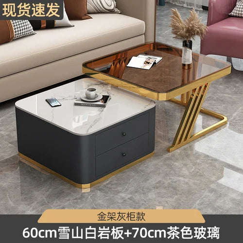 Gold Luxury Nordic Coffee Tables Living Room Square Modern Coffee Tables Storage Design Mesa De Centro De Sala Home Furniture