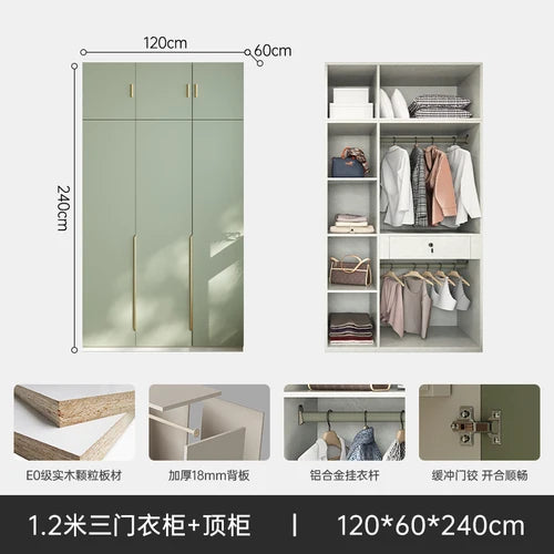 Green Wooden Wardrobe Storage Hanging Large Portable Organizer Wardrobe Bedroom Multifunction Kleiderschrank Room Furniture