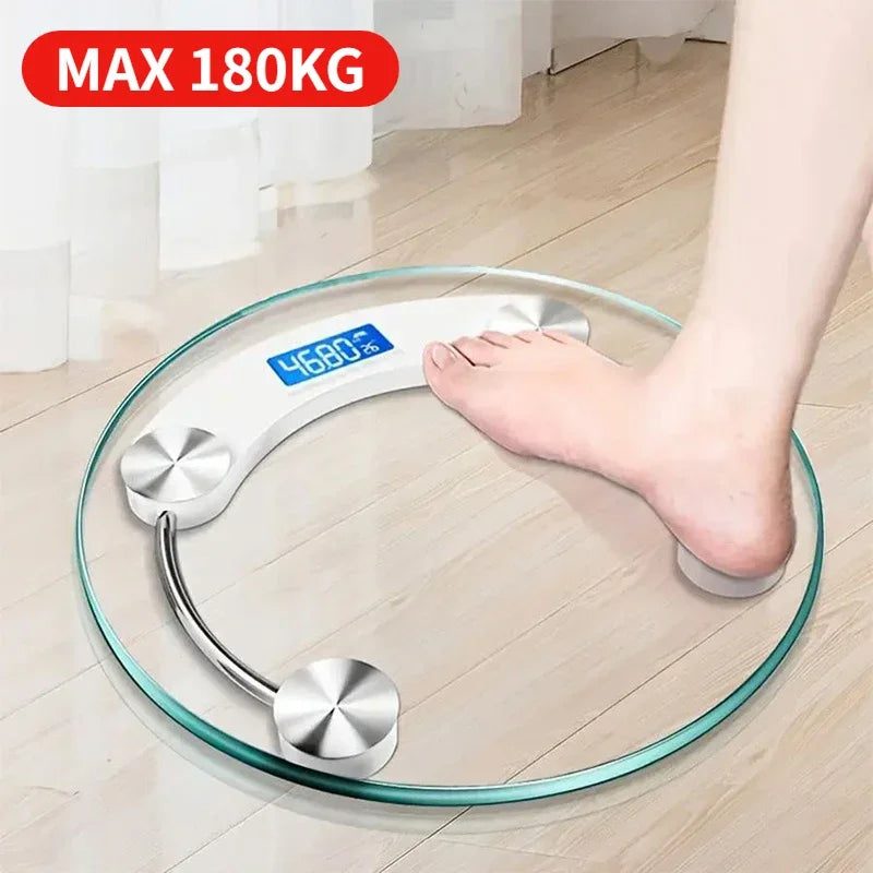 Round Transparent Digital Scale Body Weight Scale Floor Electronic Scales LCD Scales Body Weighing Scale for Bathroom