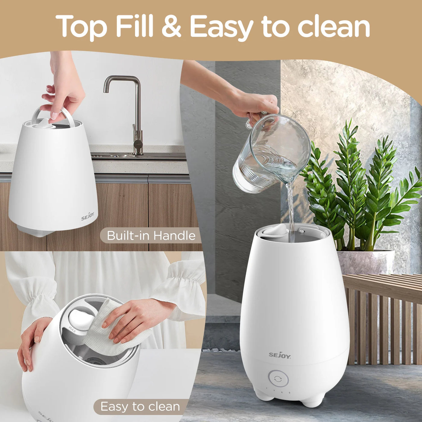 Sejoy Home Aromatherapy Air Humidifier Diffuser for Bedroom 5L Smart Ultrasonic Mist H2O Oil Diffuser Dual Spray Fogger