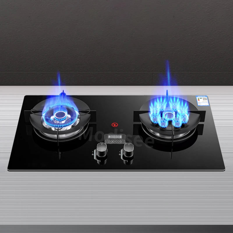 Kitchen Gas Cooktop Cookers Stove for Home Double Embedded Gas Stove Hob Gas Panels 5KW 2 Burners Liquefied Gas/Natural Gas