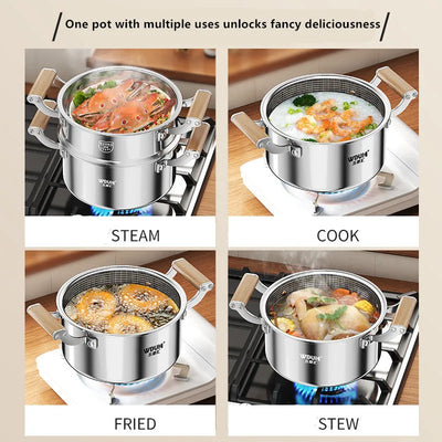 316 Stainless Steel Soup Pot Honeycomb Non-stick Pot with lid Household Hot Pot Induction Cooker Gas Stove Universal Frying Pan