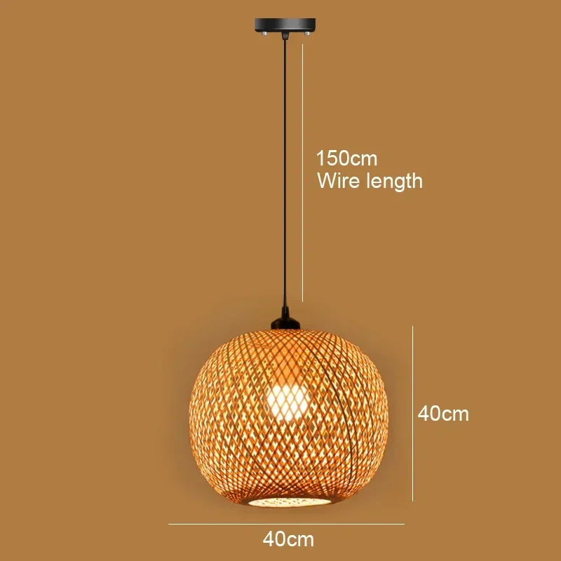 Big Size Bamboo Pendant Lamp Natural Rattan Chandeliers E27 Hand-knitting Café Restaurant Living Room Decor Hanging Lamp Indoor