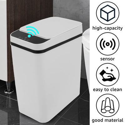 Intelligent Bathroom Trash Can 12L Automatic Infrared Motion Sensor Electronic Trash Can Touchless Smart Garbage Bin Smart Home