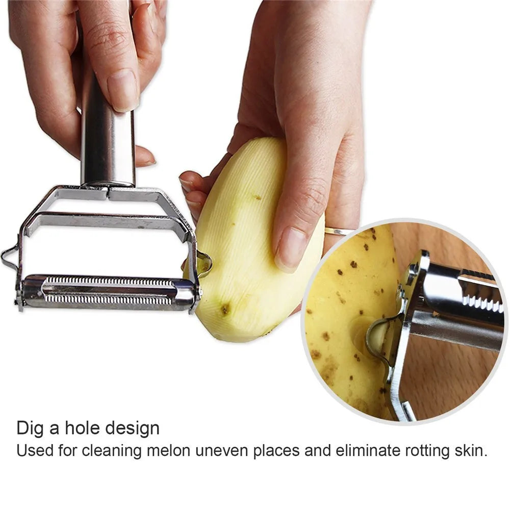 Multi Function Kitchen Gadgets, Vegetable Tools, 304 Stainless Steel, Potato Radish Cutter, Scraping Peeler