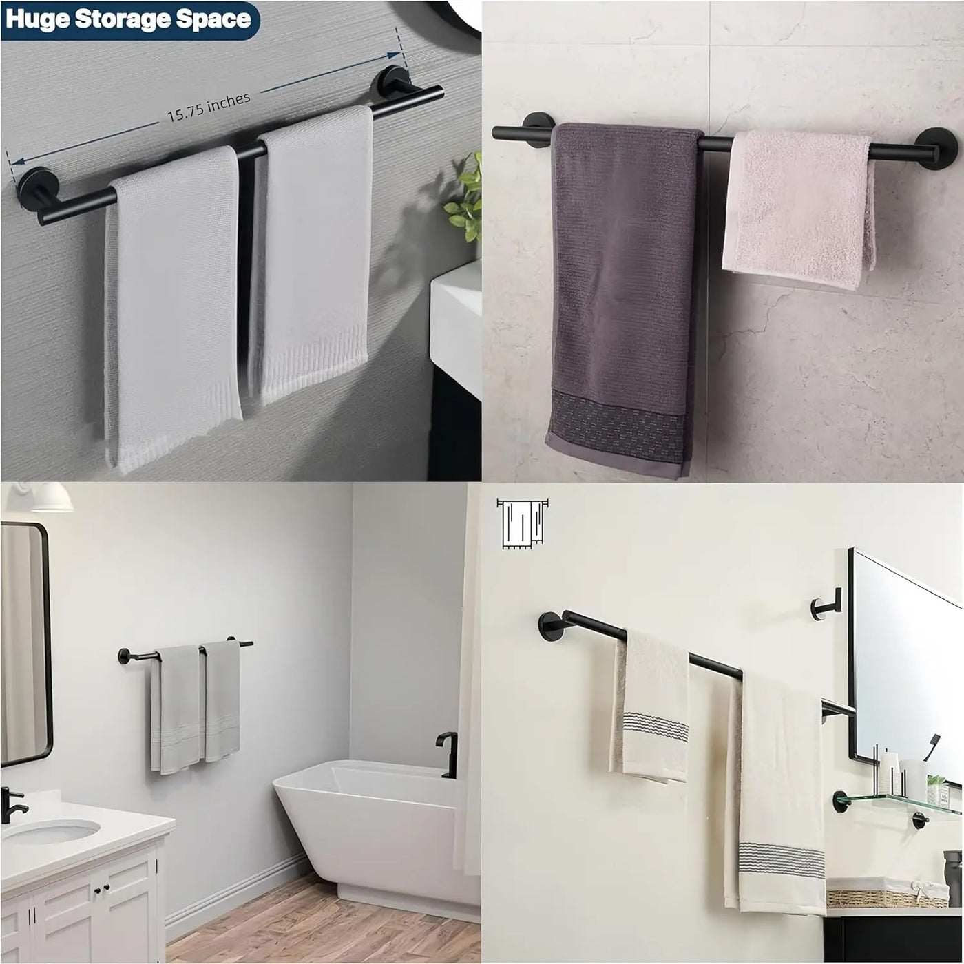 40cm Towel Holder Towel Rails Wall Mount Rack Bathroom Towel Bar 304 Stainless Steel Towel Shelf Bathroom Accessories