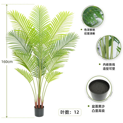 Large Artificial Palm Tree Tropical Fake Plants Green Plastic Palm Leafs Big Monstera Tree Branch For Home Garden Decor