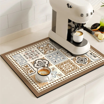 Coffee Machine Mat Waterproof Kitchen Draining Pad Non-slip Drain Dish Drying Mats Heat Resistant Tableware Placemat Dinnerware